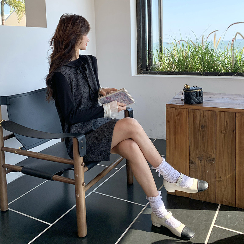 韩系波点背心连衣裙套装女2025春新款高级感洋气减龄小个子两件套,女装套装/套裙,2C166