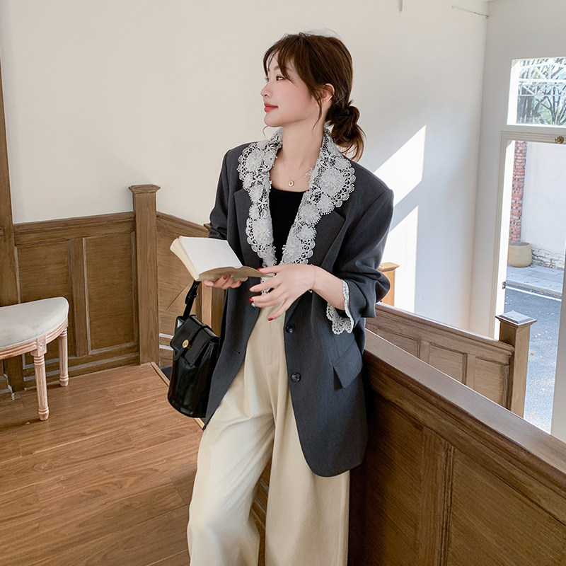 蕾丝领西装外套2B081-6505-P155-K228春季新款韩版2026,女装西装,2B081