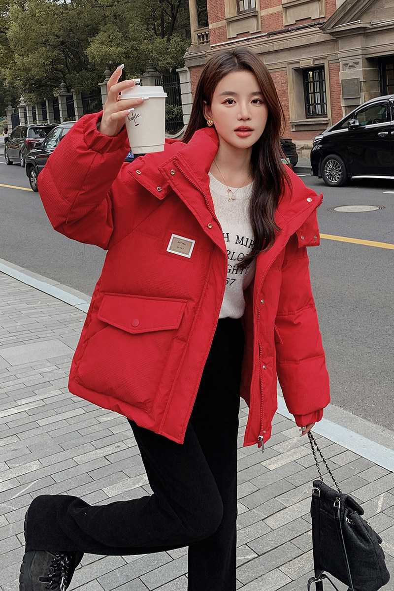 休闲减龄羽绒服女短款2025冬新款韩版宽松加厚白鸭绒外套,女装羽绒服,2C177