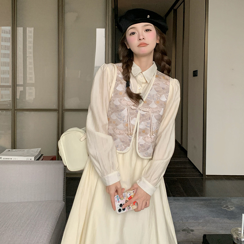 新中式国风连衣裙马甲女2025春秋新款设计感气质小个子马甲,女装连衣裙,2C110
