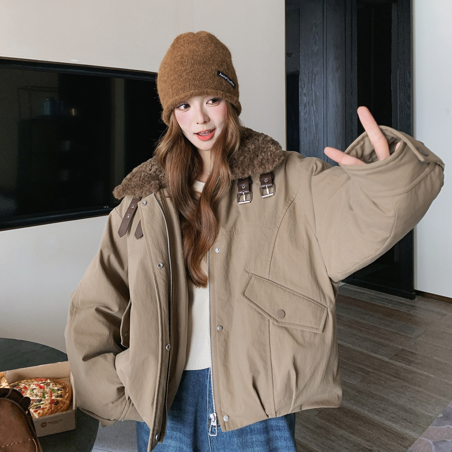 【新款】25冬季毛领派克羽绒服D151P275K398,女装羽绒服,2D008