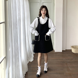现货:春装新款黑色背带裙＋白衬衫两件套装裙2C135-6870P145K228，女装套装/套裙，2C135