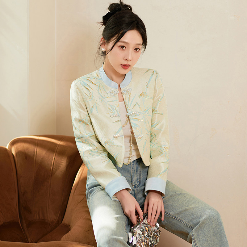 2024提花烫金短款显瘦高级感短外套2C091-8111p185k299,女装短外套,2C091