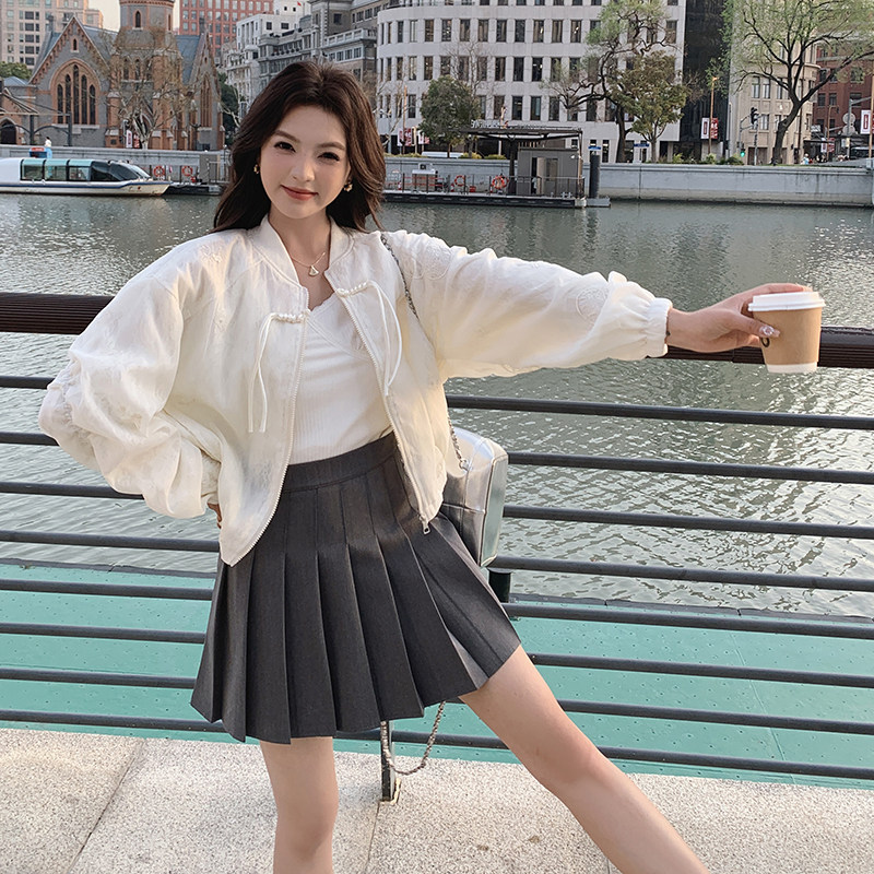 【现货】新中式轻风白蕾丝刺绣上衣休闲短外套防晒衣空调服,女装防晒衣,2D148