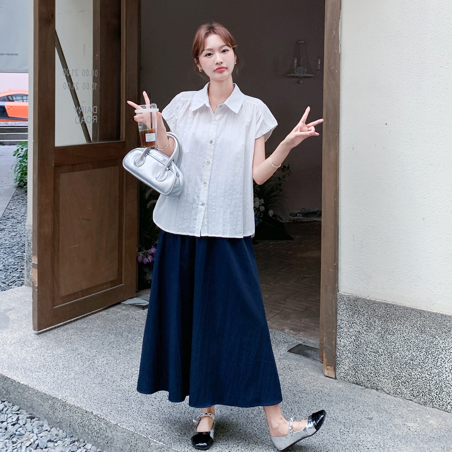 时尚套装百搭法式春日慢人风cleanfit风少女风国风短袖显瘦气质,女装套装/套裙,2C212
