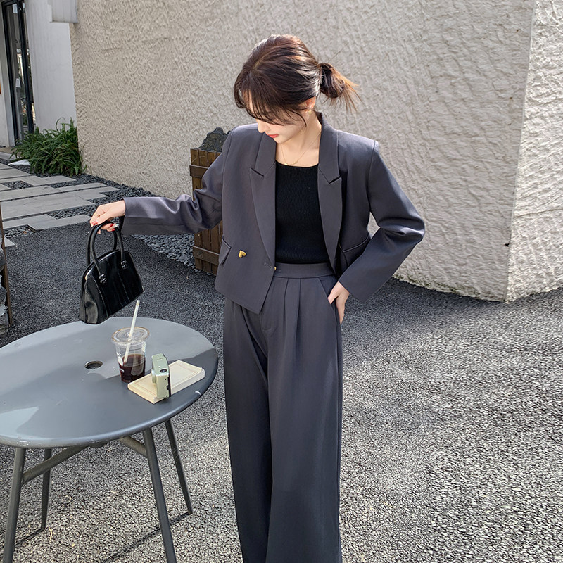 【大量现货】短款小西装阔腿裤两件套装女508-P150-K218,女装套装/套裙,2C126
