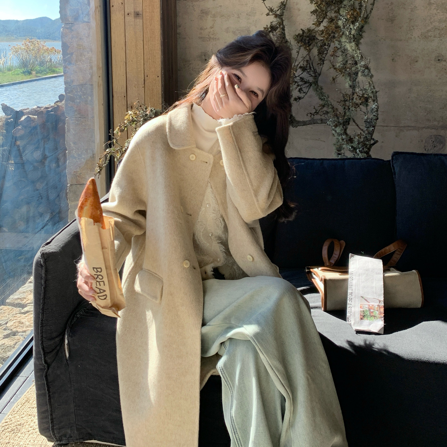 【大货已出】长款双排扣双面呢羊绒大衣2C233-875-P330-K489,女装毛呢外套,2C233