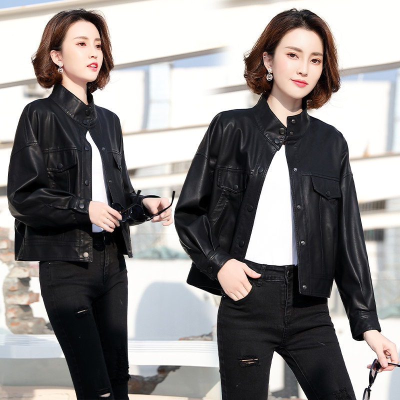 2025春季新款潮流时尚蝙蝠袖休闲小皮衣，女装皮衣，吾爱衣,女装皮衣,吾爱衣