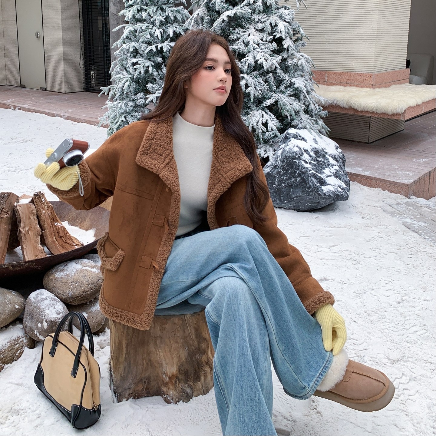 宽松款皮毛一体外套--2B115--8868--P185--K268,女装皮草,2B115