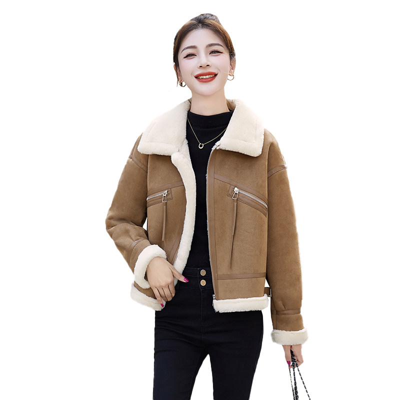 2025冬季新款皮毛一体机车服保暖外套,女装皮草,维一诺（1D095）