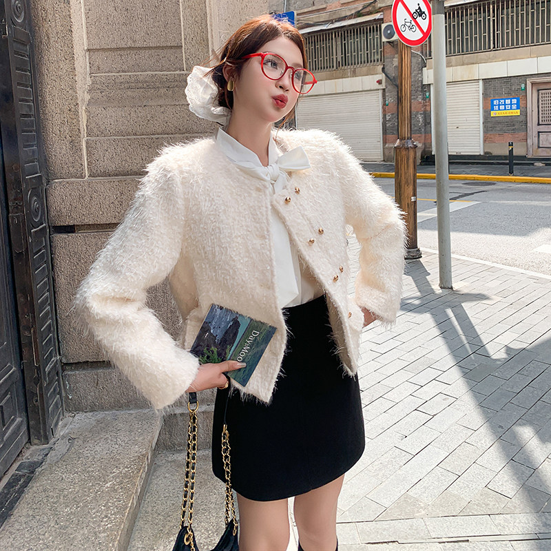 现货冬装新款毛毛外套小香仙女短外套女1C086-685-P155-K235,女装毛呢外套,衣珂纱朗