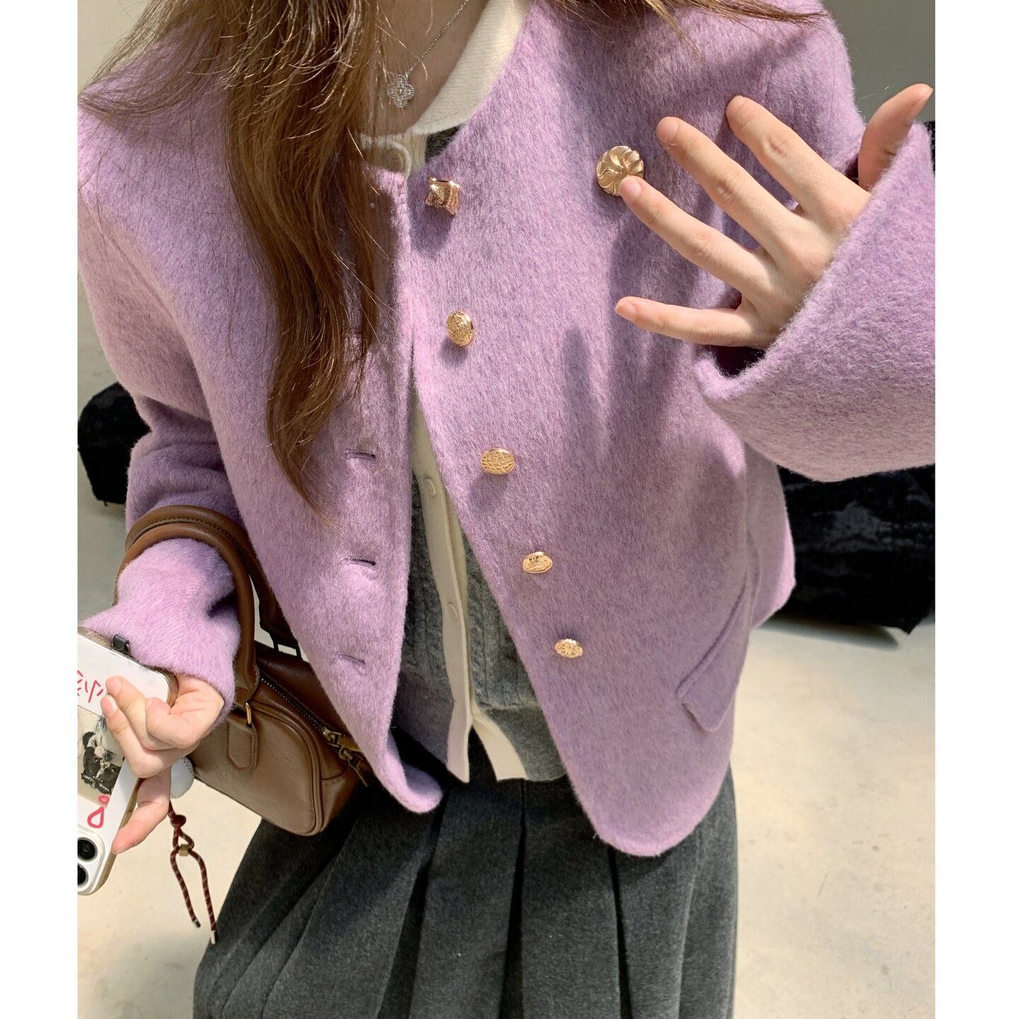 【现货】小香风双面尼短款外套D200P195K278,女装毛呢外套,2D008