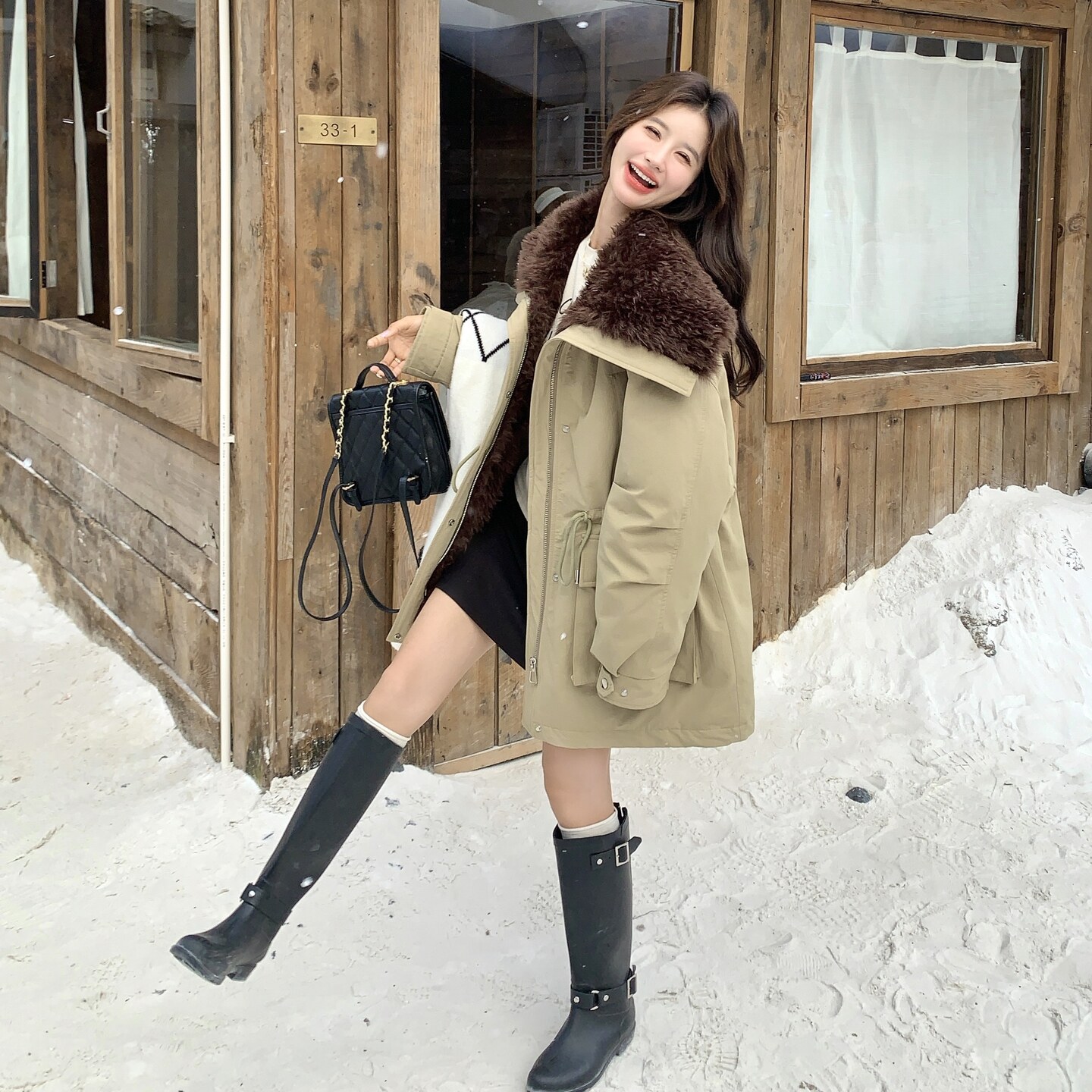 (90绒)工装风中长款派克服女冬季收腰加厚羽绒服外套6601P295K458,女装羽绒服,2C166