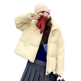 现货主推奶黄色爱心贴标90白鸭绒羽绒服2C0326107P265K388，女装羽绒服，2C032