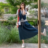 韩系慵懒风休闲套装女2025夏季新款时尚气质显瘦短袖上衣半身裙，女装套装/套裙，2C323