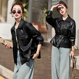 【新品】休闲款皮衣外套女短款减龄皮夹克1C115-2516-P130-K228，女装皮衣，吾爱衣