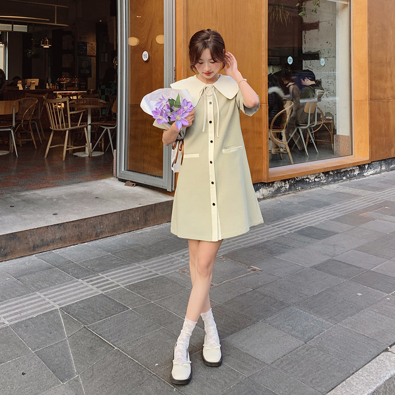 【现货！722P100K158】夏季小香风中长款娃娃领连衣裙,女装连衣裙,2C037