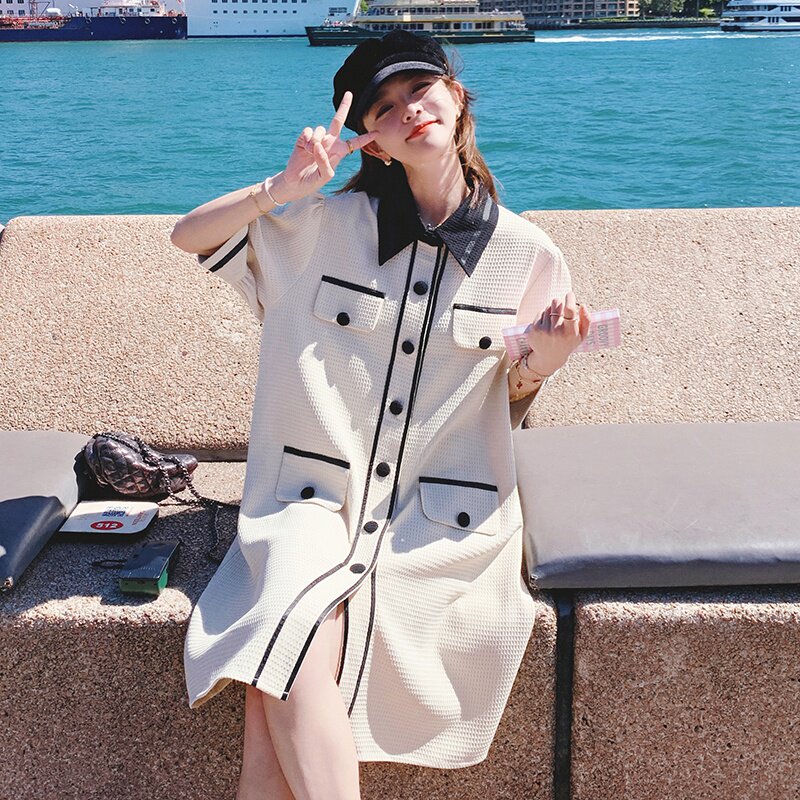 主推数据好！法式设计感华夫格小香连衣裙9322-P125K178,女装连衣裙,2C069