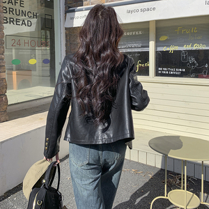黑色短款小香风皮衣外套女2025年秋季新款韩系chic高级感显瘦夹克图片