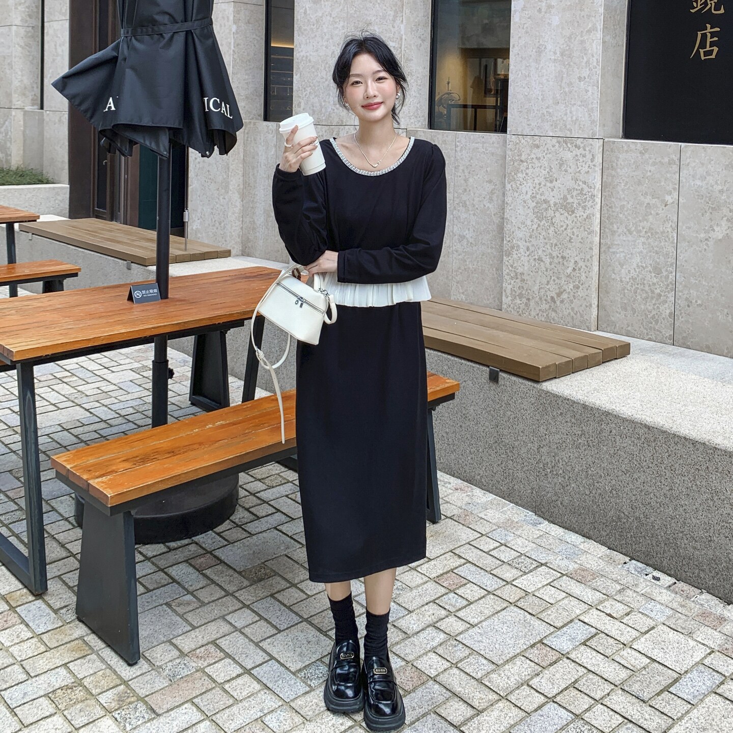 现货新款秋季时尚拼接钉珠修身连衣裙2C098-9518P140K218,女装连衣裙,2C098