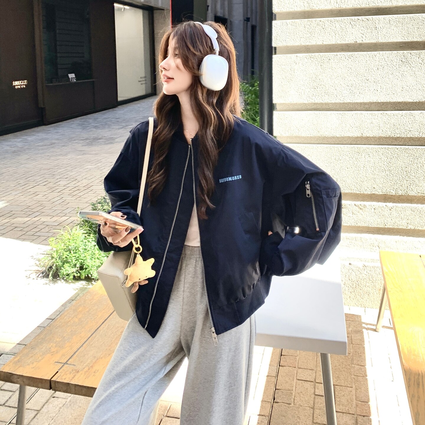美式复古棒球服女2025秋季新款小个子超好看百搭字母刺绣夹克上衣,女装短外套,2C166