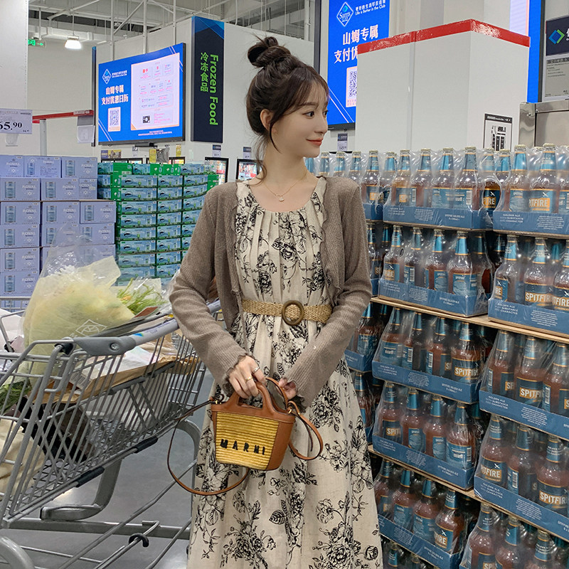 ()复古水墨画背心裙有里布配腰带2C373-D0913-P135-控188,女装连衣裙,2C373