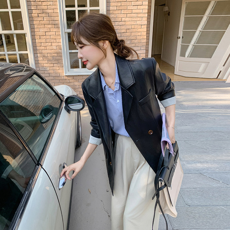 春装时尚拼接皮衣2C098-8510P160K228,女装皮衣,2C098