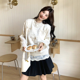 小香风毛衣马甲蕾丝打底套装女2025春秋新款减龄高级感针织两件套，女装针织衫/毛衣，2C159