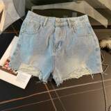韩版休闲时尚运动套装女夏款开叉设计网纱拼接短袖牛仔短裤两件套，女装套装/套裙，2C310