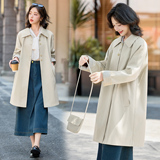 今年流行格纹袖口拼接风衣女2025秋季新款高质感中长款外套，女装风衣，英标秀（1C119）