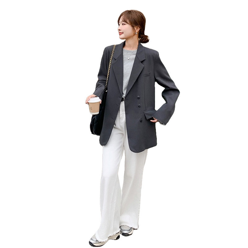 休闲灰色西装外套女秋季2025年新款好看高级小众气质职业西服上衣,女装西装,2C126