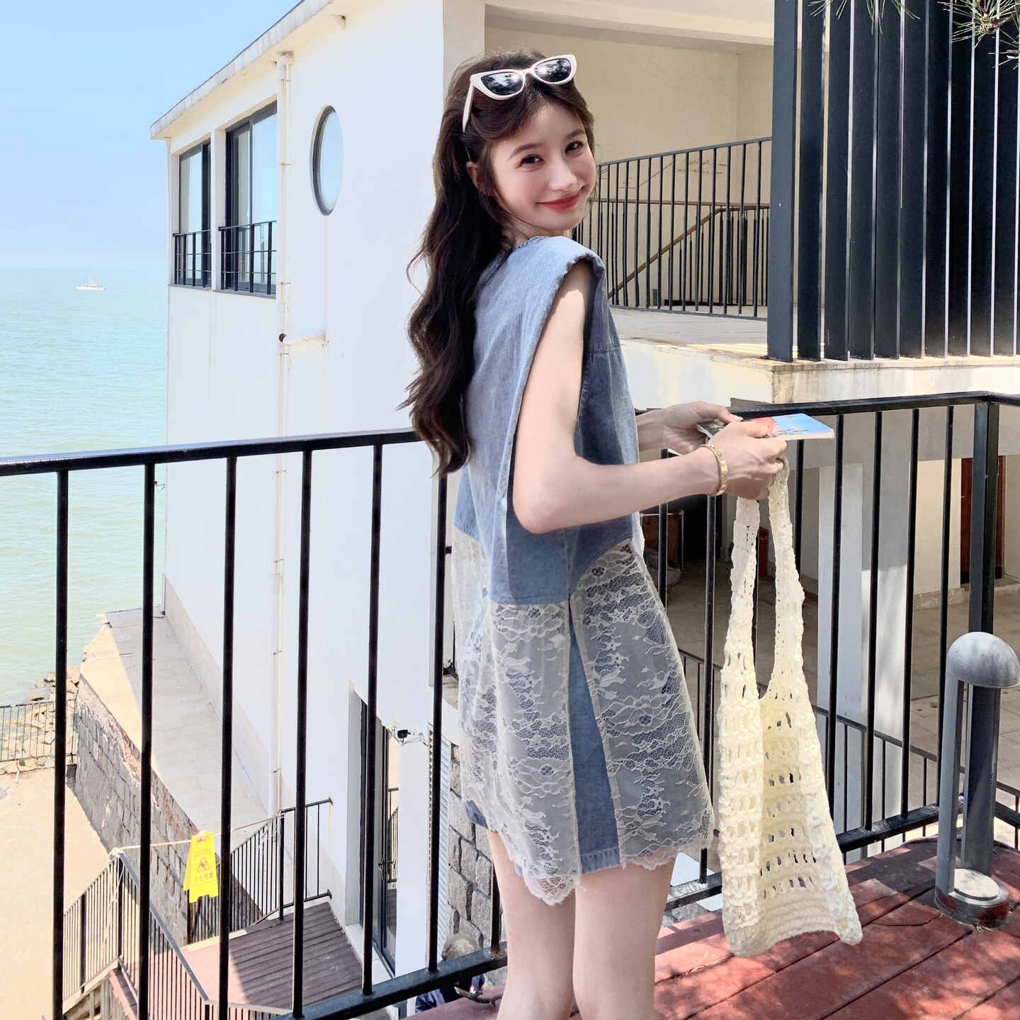 甜美蕾丝拼接牛仔短裤套装女夏2025新款小个子巨好看高级感两件套,女装套装/套裙,2C135