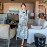 新品新中式水墨画盘扣连衣裙A801P115K168，女装连衣裙，2C269