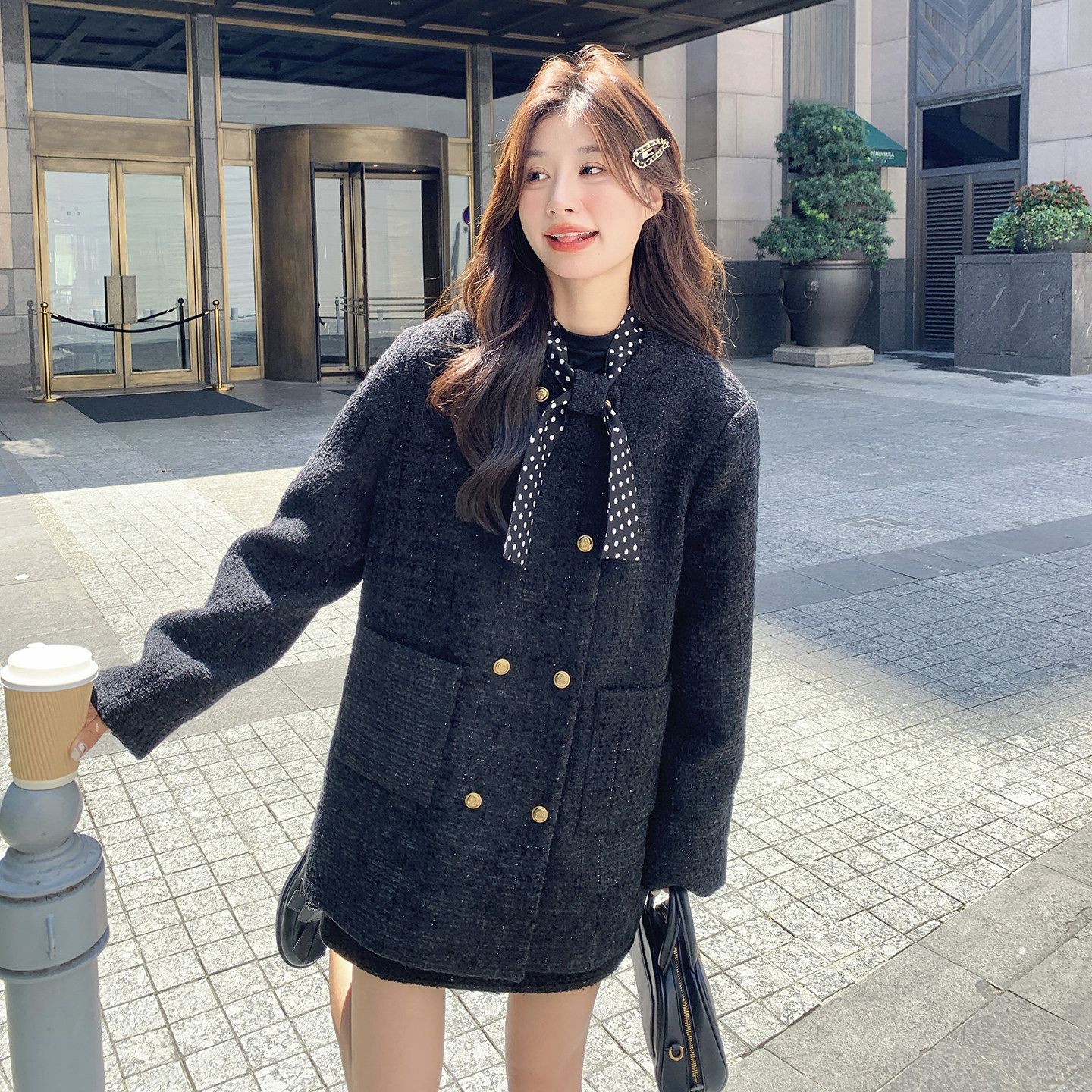 小香风羽绒服半身裙套装女冬季新款设计感小众百搭美式复古两件套图片
