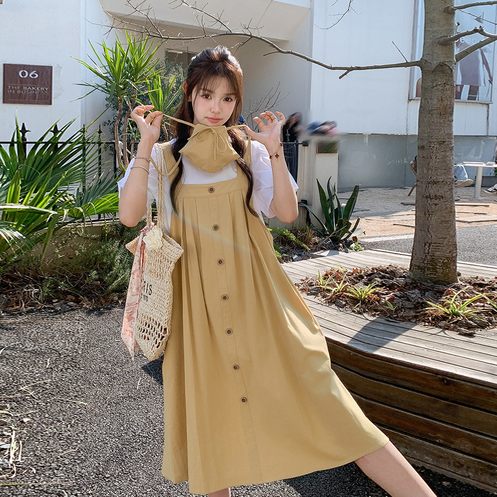 现货25夏装新款宽松慵懒风T恤+背带裙+小包包1C086-733-P150-K225,女装套装/套裙,2D044