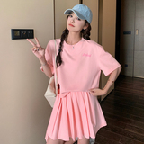 新款现货粉色休闲短袖卫衣套装女2C052-T77-P125-K178，女装套装/套裙，2C052