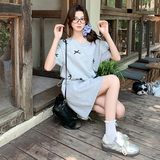 2025现货新款夏装短袖蝴蝶结卫衣套装卫衣两件套，女装套装/套裙，2D009