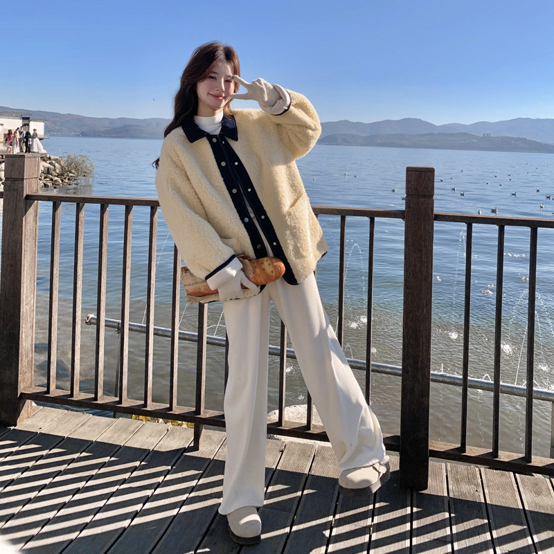 现货2025新款女装牛仔皮毛一体假两件套厚绒266-p205-k288,女装棉衣/棉服,2C266