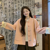 新中式国风红色双面羊毛外套女秋冬超火好看高级小众减龄宽松大衣，女装毛呢外套，2C009