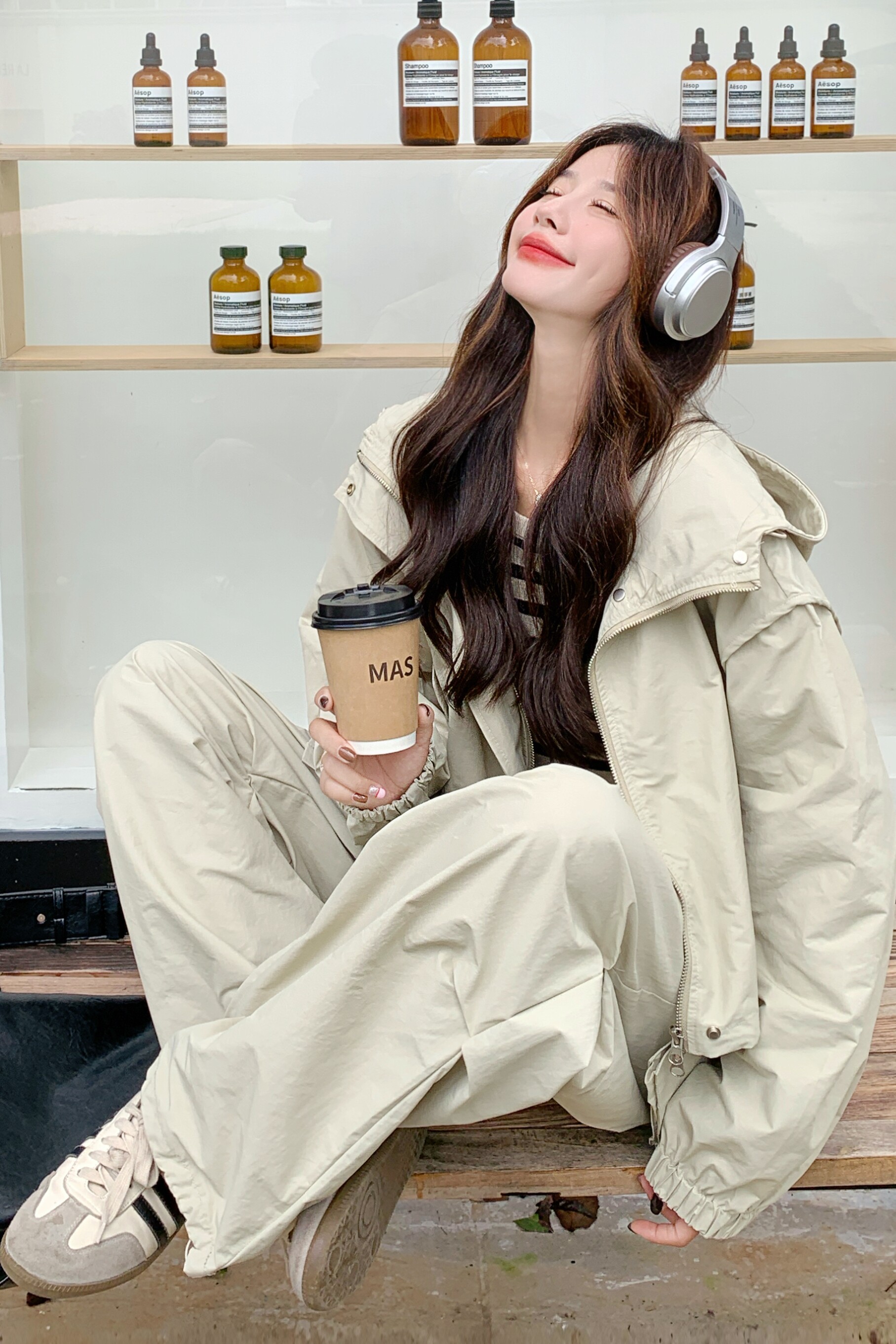 设计感酷飒拽姐工装套装女2025秋季新款连帽外套拼接阔腿裤两件套,女装套装/套裙,2C275