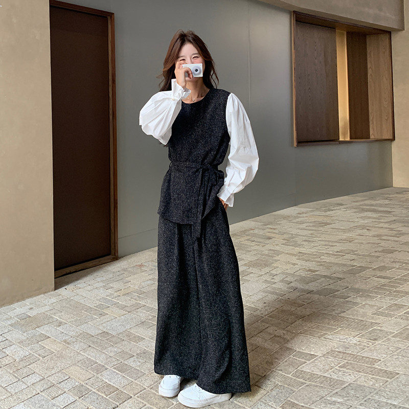轻熟风休闲显瘦时尚套装2026年新款气质直筒长裤两件套潮,女装套装/套裙,2C166