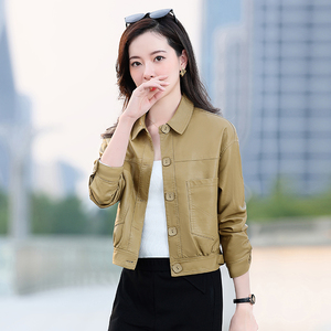 2025年秋季新款时尚休闲短款皮衣，女装皮衣，臻衣坊图片
