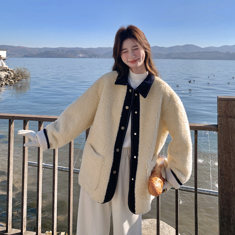 现货2025新款女装牛仔皮毛一体假两件套厚绒266-p205-k288,女装棉衣/棉服,2C266