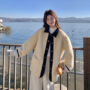 现货2025新款女装牛仔皮毛一体假两件套厚绒266-p205-k288图片