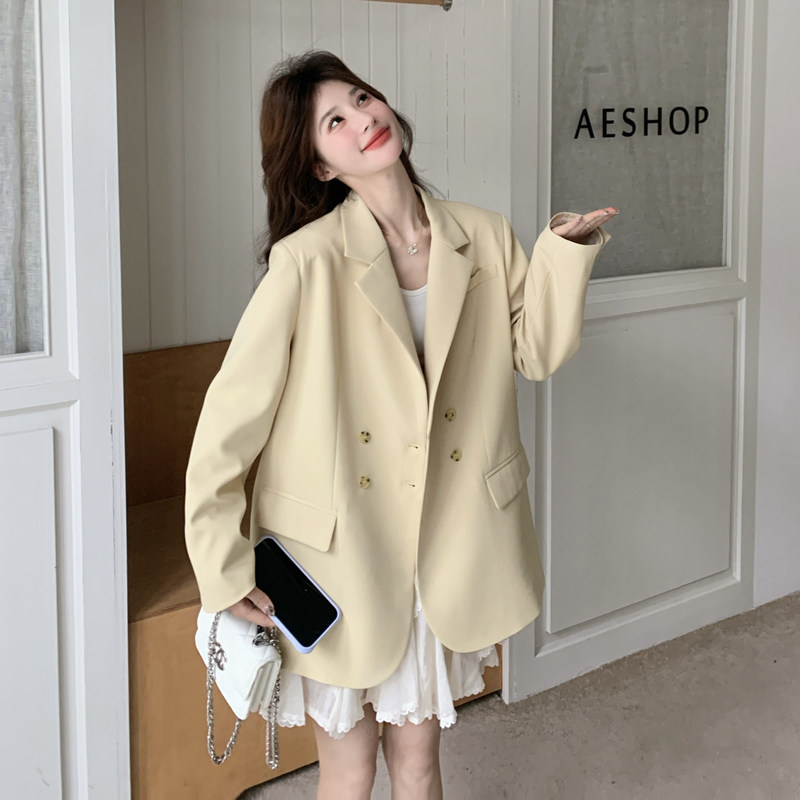 新款现货！2026春季蕾丝拼接奶黄色西装短外套C205-P145K238,女装西装,2C320