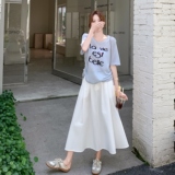 休闲减龄T恤半身套装女夏2025淡人两件套气质巨好看甜美夏日绝美，女装套装/套裙，2C166