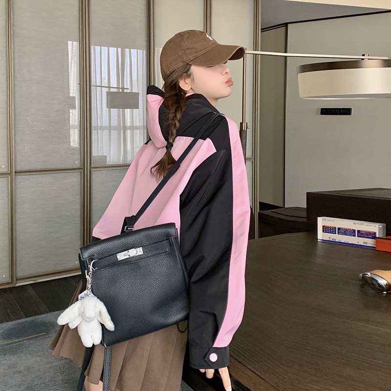 主推现货！25新款春装外套风衣撞色冲锋衣女1C086-1623-P140-K206,女装风衣,2D044