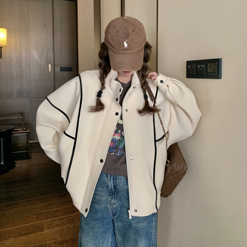 2025春季短款针织外套棒球服#8502P145控198,女装短外套,2C111