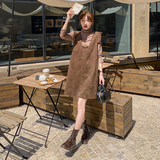法式气质麂皮绒背心连衣裙套装女2025春秋季新款显瘦打底衫两件套，女装套装/套裙，2C135