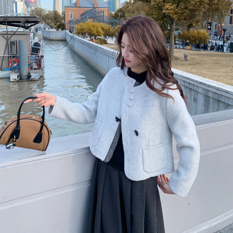 【新款】短款双面羊绒大衣2C115-2368-P215-K328,女装羊绒大衣,2C115